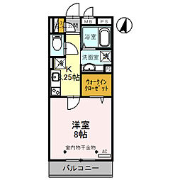 クラール獨協 1Kの間取図画像