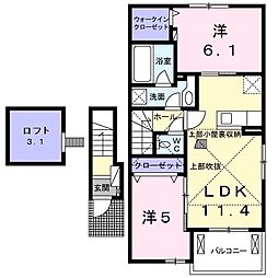 サンエアリーハウス 2階2LDKの間取り