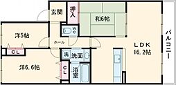サンピア久米田 3LDKの間取図画像