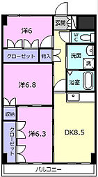 フレアグレイス 3DKの間取図画像