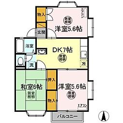 シャルムハイツA 3DKの間取図画像