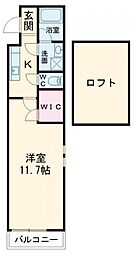 フジパレス津久野3番館 1Kの間取図画像
