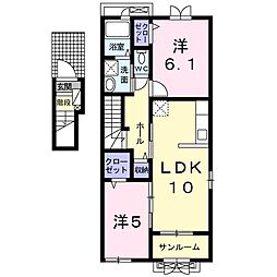 プリンセチア2 2LDKの間取図画像