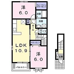サニーコーラル2 2LDKの間取図画像