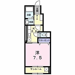 ル・マーズ 1Kの間取図画像