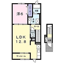 サンリットフレスクーラ 1LDKの間取図画像