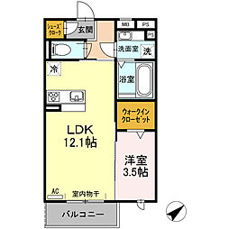 あすか 3階1LDKの間取り