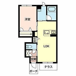 カーサグラスシュデステC棟 1LDKの間取図画像