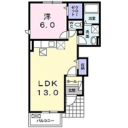 ファミーユ藤ノ木B 1LDKの間取図画像