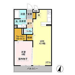 JR川越線 西大宮駅 徒歩13分の賃貸アパート 3階1LDKの間取り