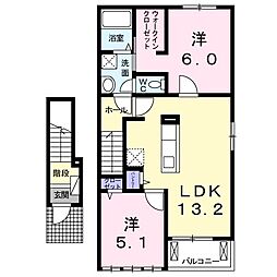メゾンカルム 2LDKの間取図画像