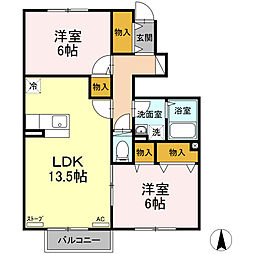 メゾン・ド大野B 2LDKの間取図画像
