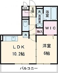 サニープレイス鶴崎 1LDKの間取図画像