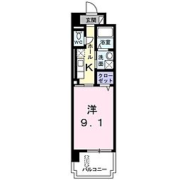 カーサオリエンターレ 1Kの間取図画像