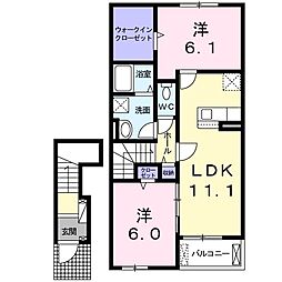 メゾンブローテG 2LDKの間取図画像