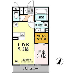 リヴェール・フォンティーヌ 1LDKの間取図画像