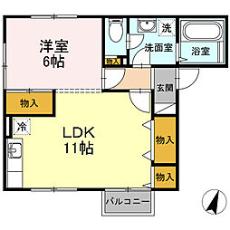 メゾンドマリアージュF 1LDKの間取図画像