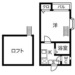 OAZO中村 1Kの間取図画像