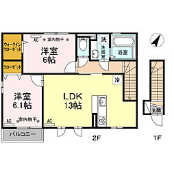 ディアコートC 2LDKの間取図画像