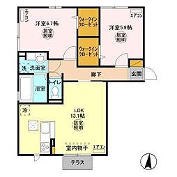 ディアーコート 2LDKの間取図画像