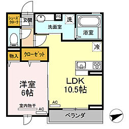 クリア南砂 1LDKの間取図画像