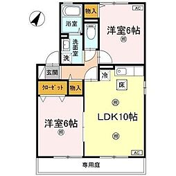 ヴィラフローラ2 2LDKの間取図画像