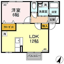 セジュール県庁東 1LDKの間取図画像