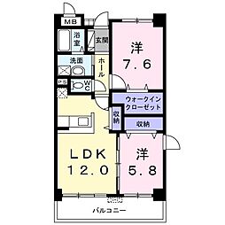 エレガント 2LDKの間取図画像