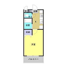 ハッピートゥルー 1Kの間取図画像