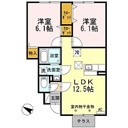 フォーレンおいらせB 2LDKの間取図画像