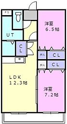 フォレストコート博物館前 2LDKの間取図画像