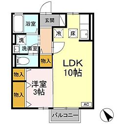 リビングタウン八橋A棟 1LDKの間取図画像