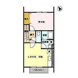 ミルキー 1LDKの間取図画像