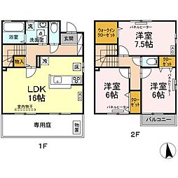 リビングタウン鳴滝B 3LDKの間取図画像