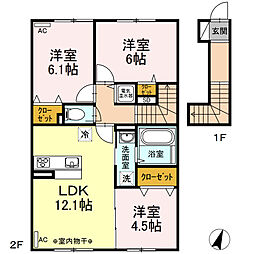 オルキス 2階3LDKの間取り