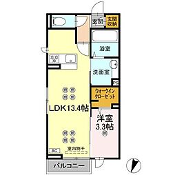 レーヴリッチ 1LDKの間取図画像