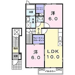 K・R・KPressoB 2LDKの間取図画像