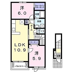 グランドパレスB 2LDKの間取図画像
