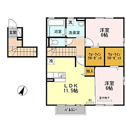 オレンジハウスA 2LDKの間取図画像