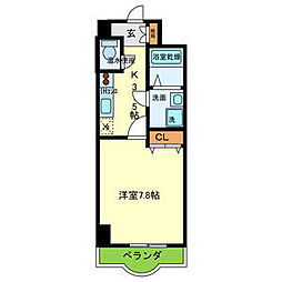 ルミエール八尾駅前 1Kの間取図画像