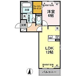 エミネンスB 1LDKの間取図画像