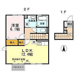 ウィット富樫 1LDKの間取図画像