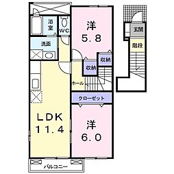 ムゲットプレッソ 2LDKの間取図画像