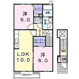 ソレアード・ヒルズE 2LDKの間取図画像