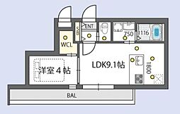 グランパセオノース 1LDKの間取図画像