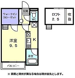 セザンヌ中央通 ワンルームの間取図画像