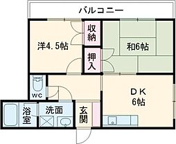 グリーンピア木風 2DKの間取図画像