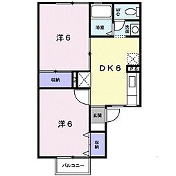ロイヤルヒルズB 2DKの間取図画像