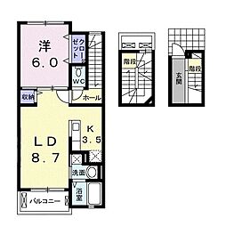 ボヌール 1LDKの間取図画像