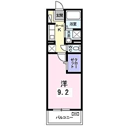 ミーティア 1Kの間取図画像